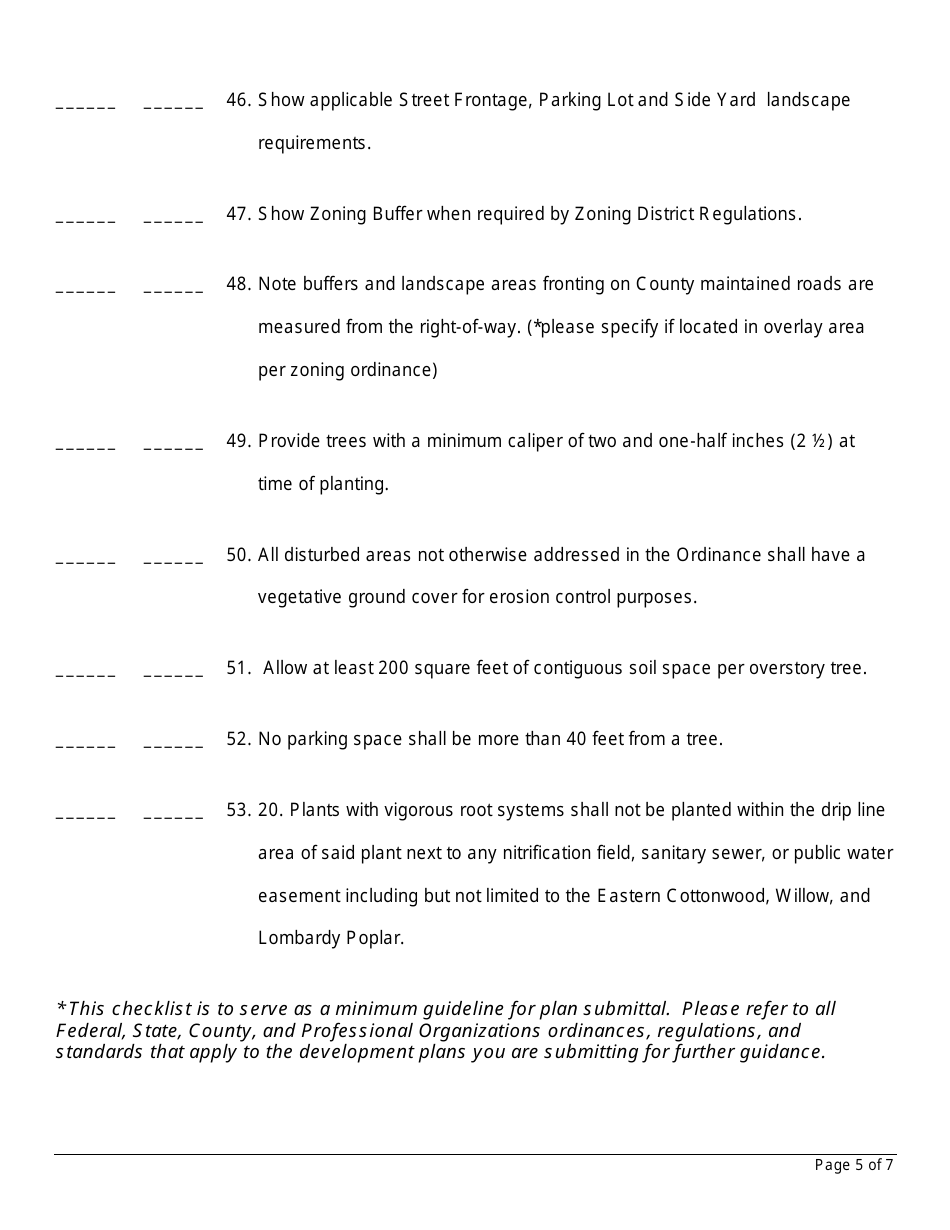 Non-residential Site Plan Checklist - Fayette County, Georgia (United States), Page 5