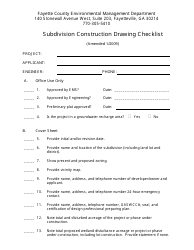 Document preview: Subdivision Construction Drawing Checklist - Fayette County, Georgia (United States)