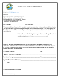 Document preview: DEP Form 73-114B Foundation Location Certification - Florida