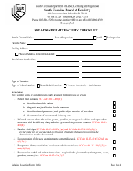 Document preview: Sedation Permit Facility Checklist - South Carolina