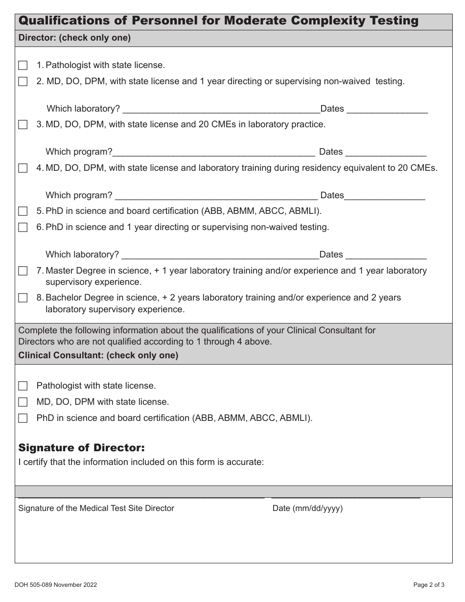 DOH Form 505-089 Credential Status Change Form - Washington, Page 2