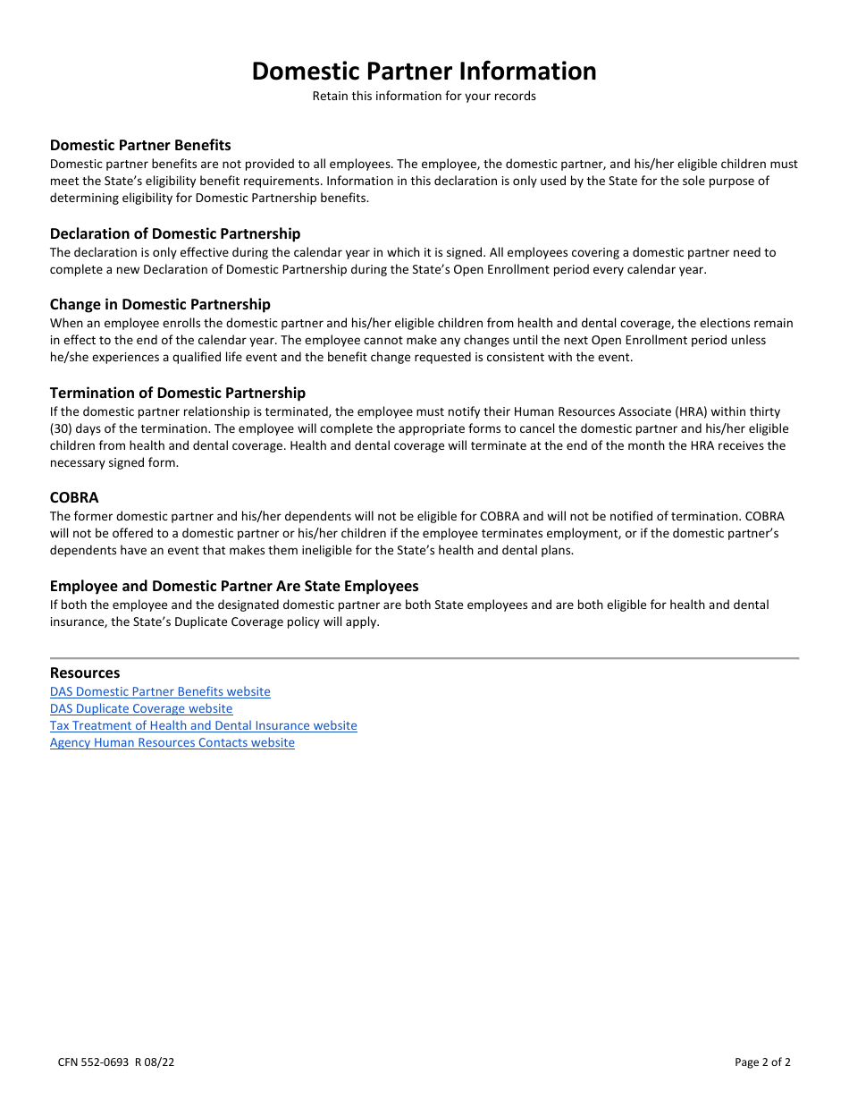 Form CFN552-0693 Declaration of Domestic Partnership - Iowa, Page 2