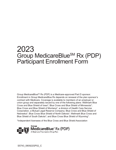 Group Medicareblue Rx Participant Enrollment Form - Iowa, 2023