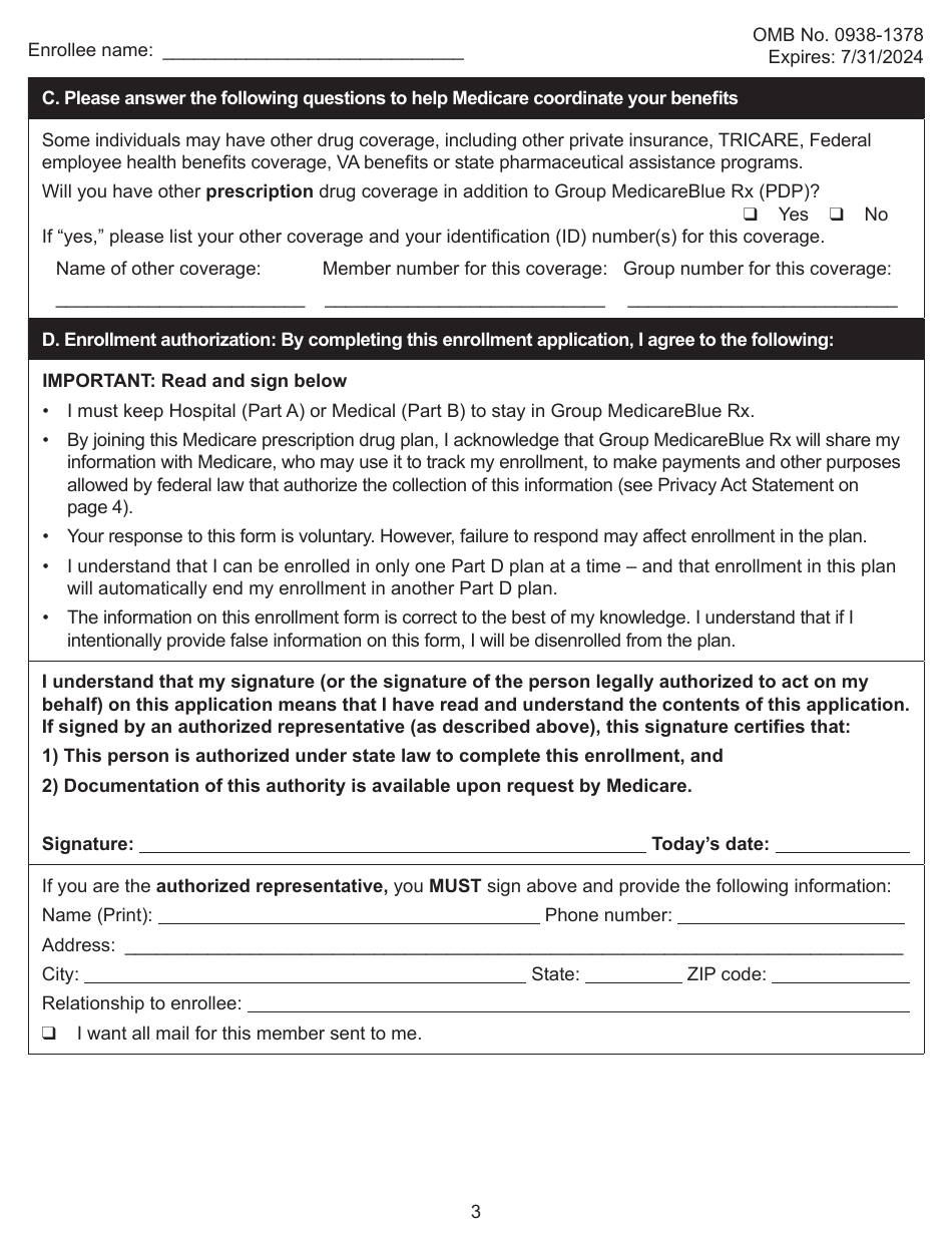 Group Medicareblue Rx Participant Enrollment Form - Iowa, Page 3