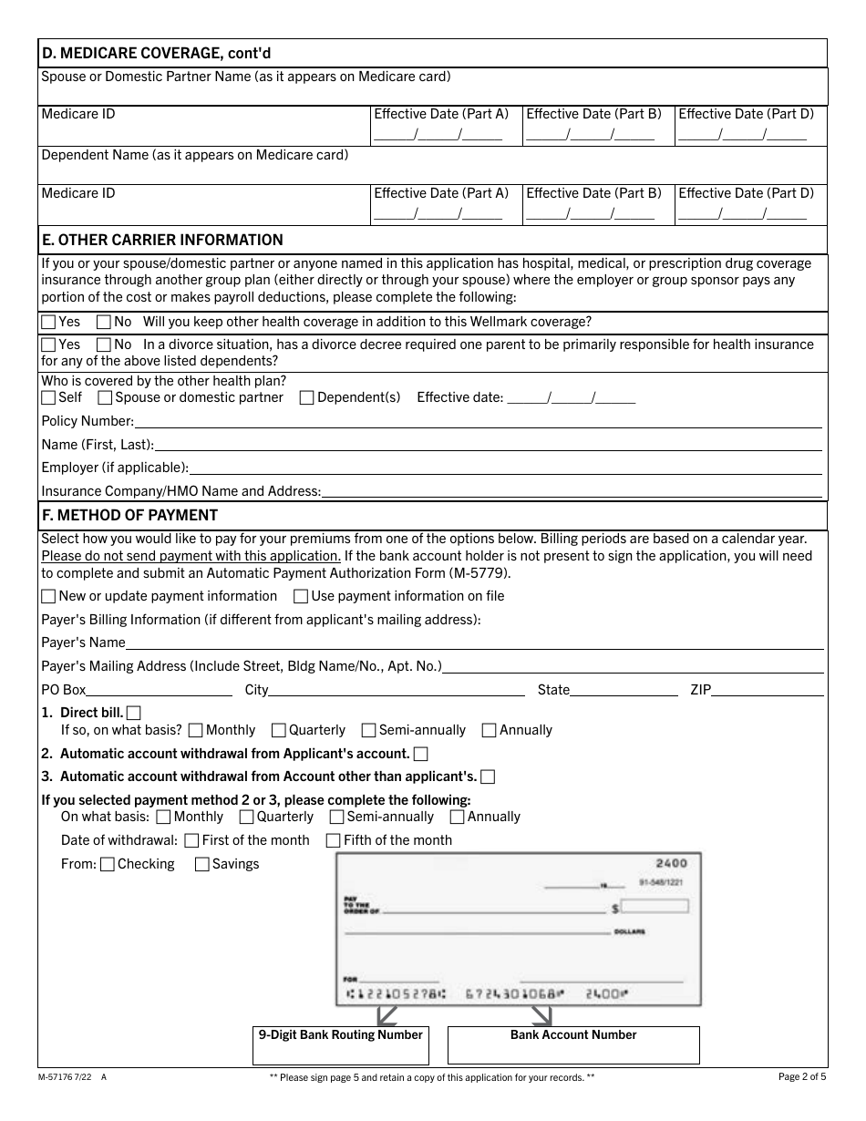 Form M-57176 Download Fillable PDF or Fill Online Wellmark Group ...