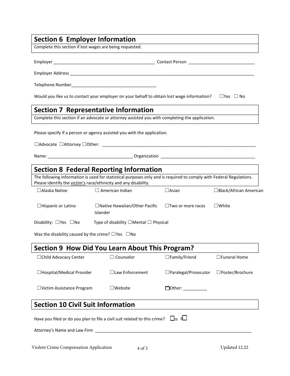 Application for Crime Victim Compensation - Alaska, Page 5