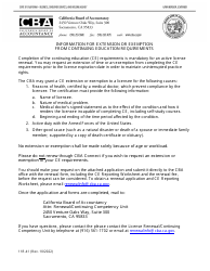 Form 11R-41 Application for Extension or Exemption From Continuing Education Requirements - California
