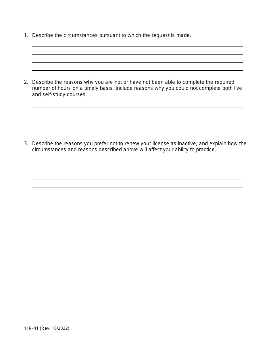 Form 11R-41 Application for Extension or Exemption From Continuing Education Requirements - California, Page 4