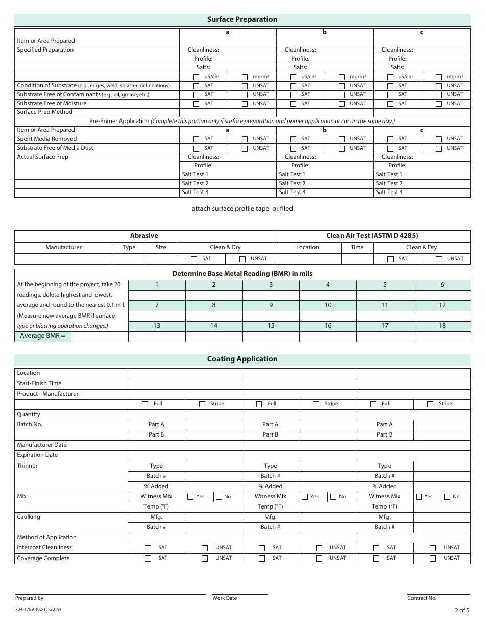 Form 734-1789 Structure Coating Daily Progress Report - Oregon, Page 2