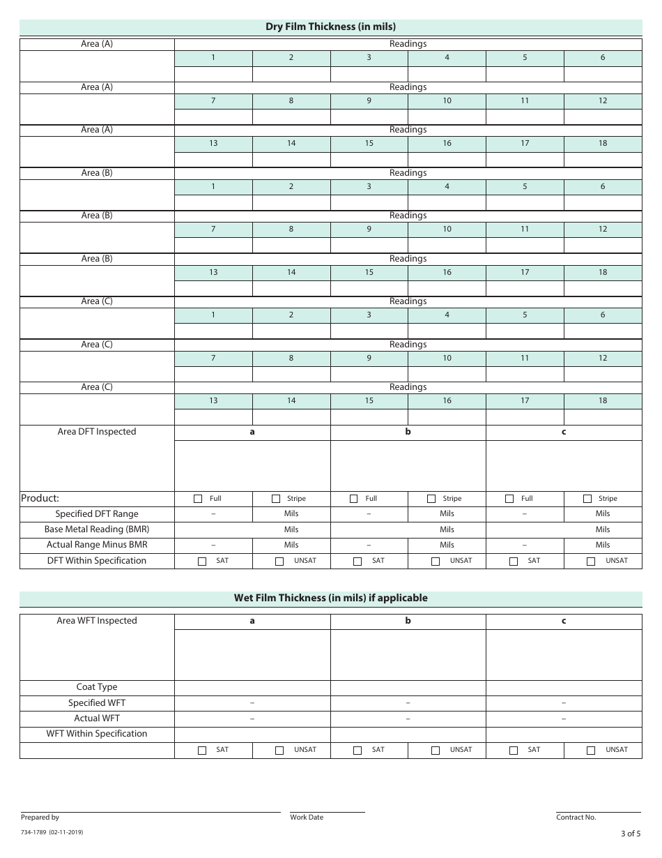 Form 734-1789 Structure Coating Daily Progress Report - Oregon, Page 3