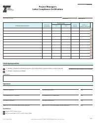 Document preview: Form 734-1734 Project Manager's Labor Compliance Certification - Oregon