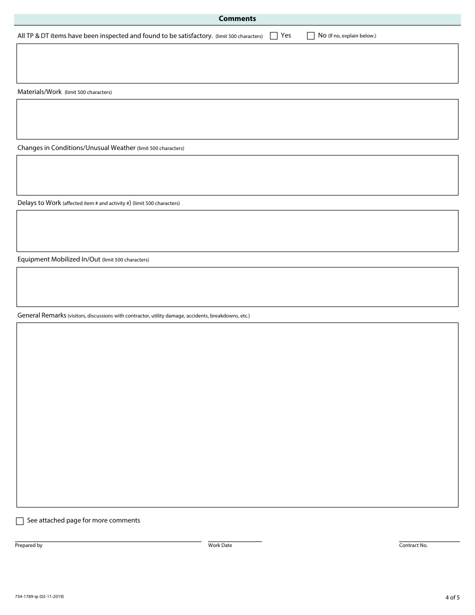 Form 734-1789-IP Structure Coating Daily Progress Report (Ipad Compatible) - Oregon, Page 4