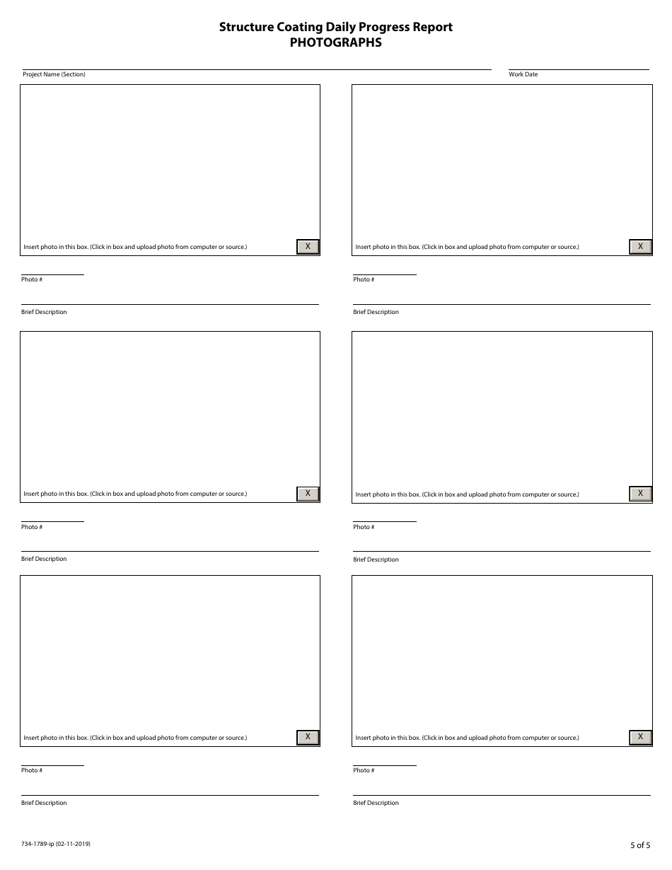 Form 734-1789-IP Structure Coating Daily Progress Report (Ipad Compatible) - Oregon, Page 5