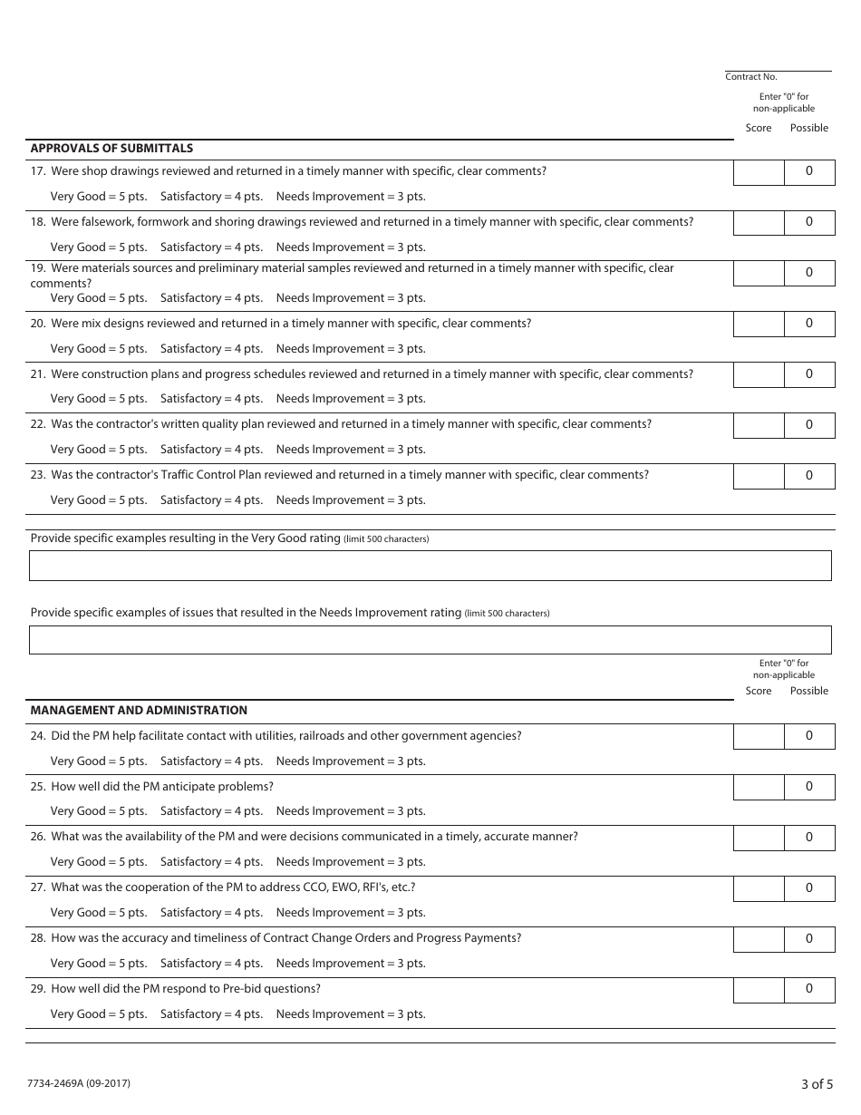 Form 734-2469A Part A Contractors Construction Process Feedback - Oregon, Page 3