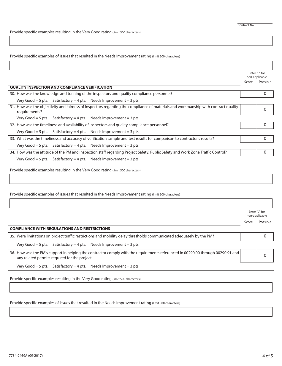 Form 734-2469A Part A Contractors Construction Process Feedback - Oregon, Page 4