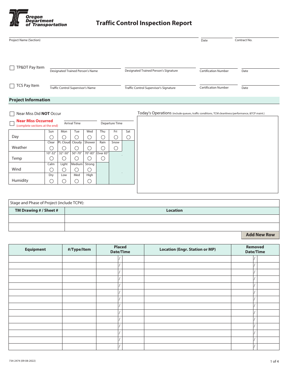 Form 734-2474 - Fill Out, Sign Online and Download Fillable PDF, Oregon ...