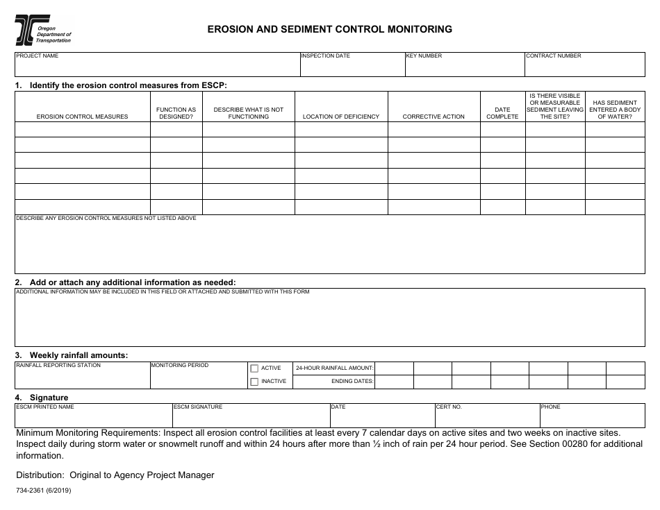 Form 734-2361-IP Erosion and Sediment Control Monitoring for Ipad - Oregon, Page 1