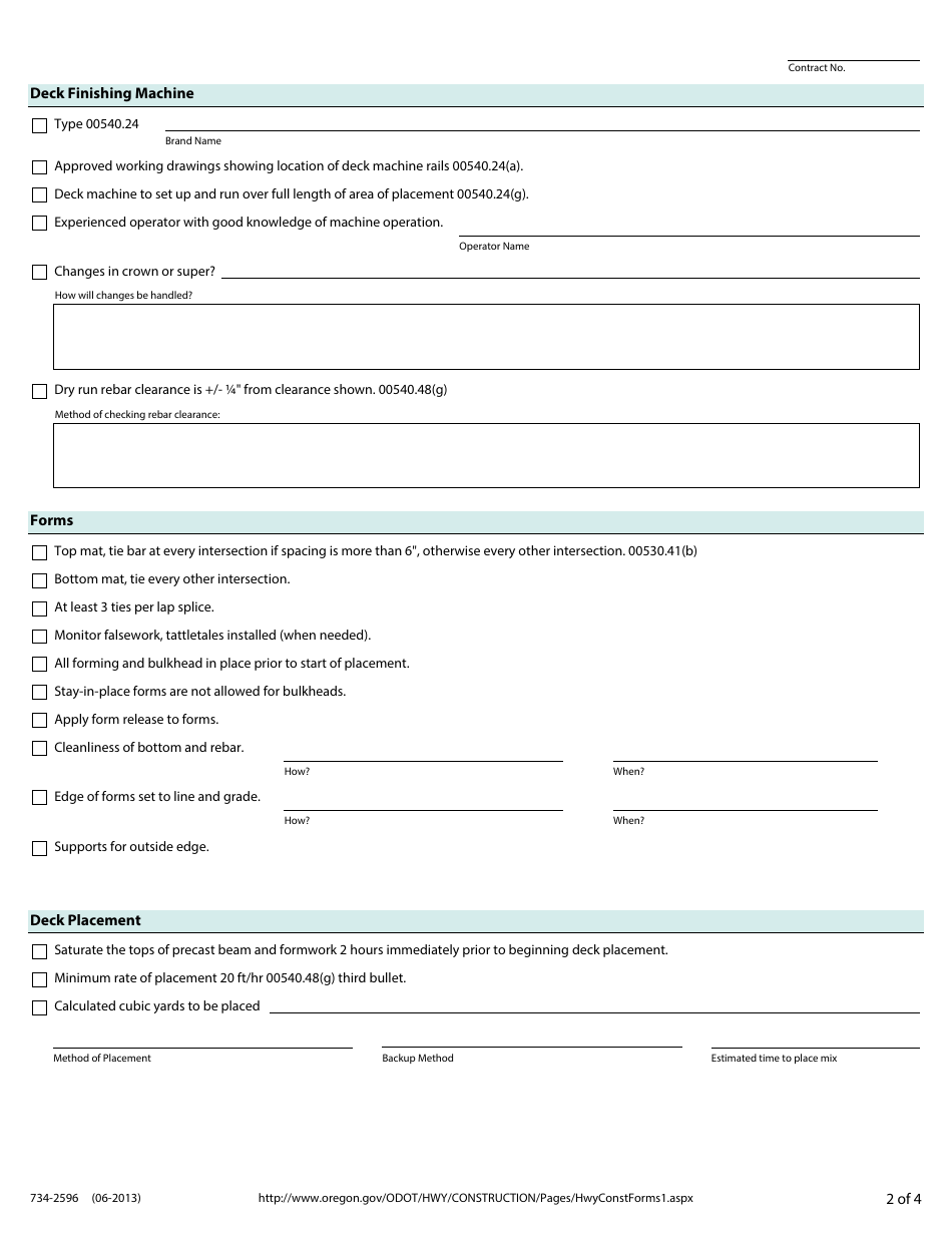 Form 734-2596 Deck Placement Conference Outline - Oregon, Page 2