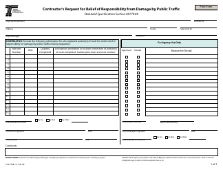 Document preview: Form 734-2768 Contractor's Request for Relief of Responsibility From Damage by Public Traffic - Oregon