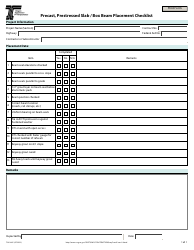 Document preview: Form 734-2885 Precast, Prestressed Slab/Box Beam Placement Checklist - Oregon
