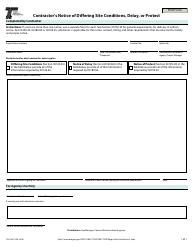Document preview: Form 734-2887 Contractor's Notice of Differing Site Conditions, Delay, or Protest - Oregon