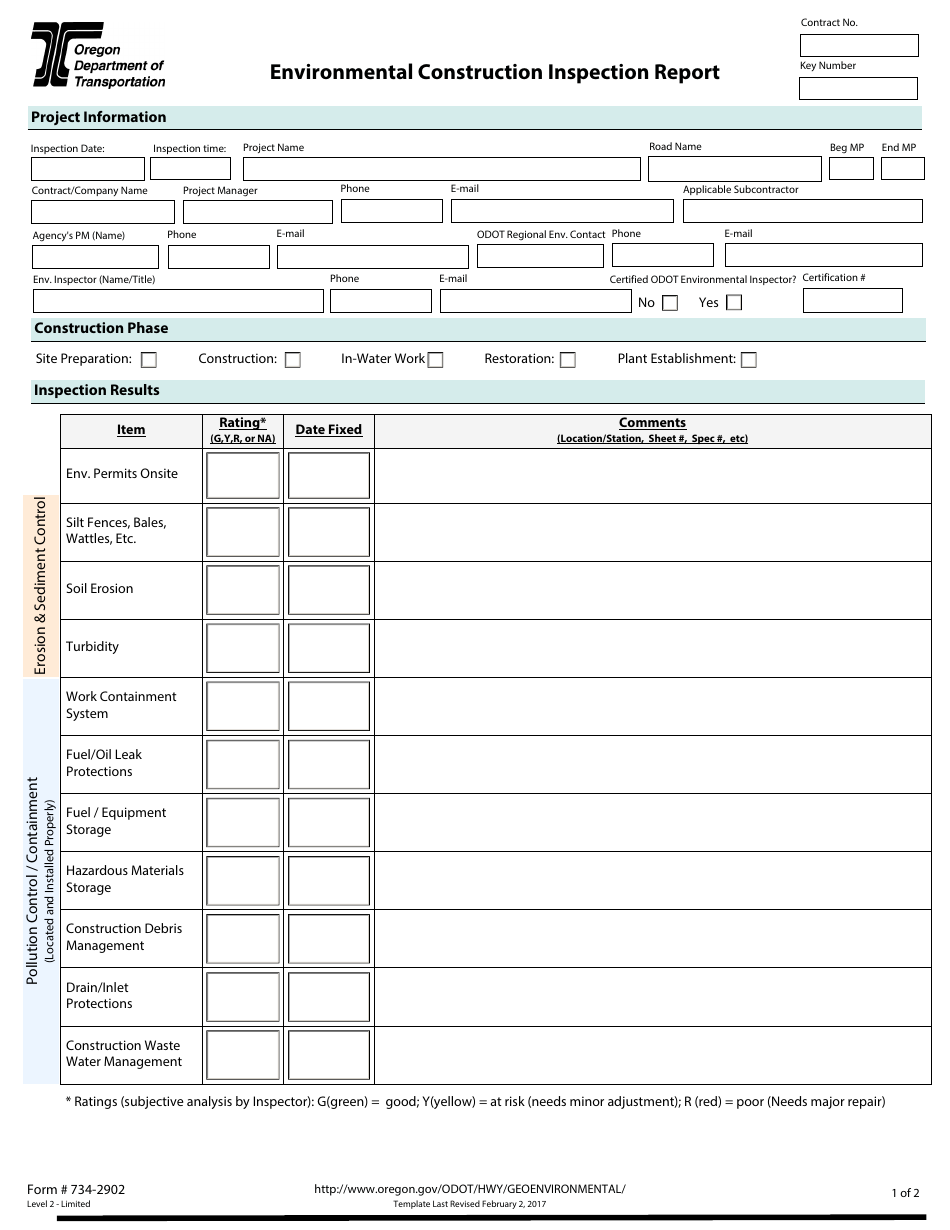 Form 734-2902 - Fill Out, Sign Online and Download Fillable PDF, Oregon ...