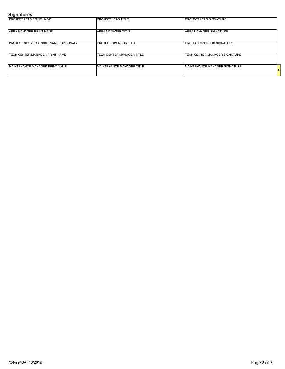 Form 734-2948A Odot Project Charter - Oregon, Page 2