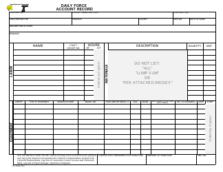Document preview: Form 734-3428 Daily Force Account Record - Oregon