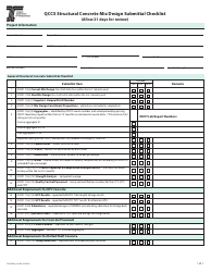 Document preview: Form 734-5006_TEST Qccs Structural Concrete Mix Design Submittal Checklist - Oregon