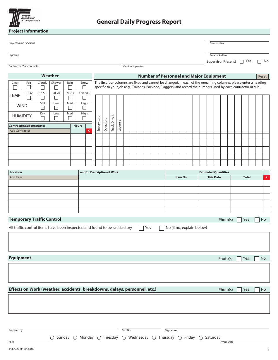 Form 734-3474 - Fill Out, Sign Online and Download Fillable PDF, Oregon ...