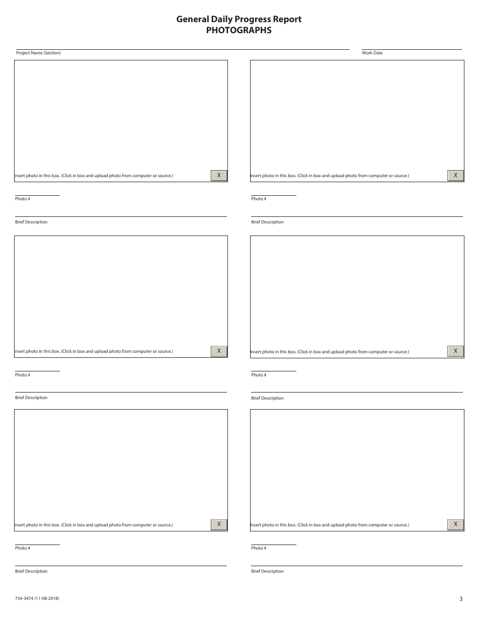 Form 734-3474 General Daily Progress Report - Oregon, Page 3