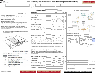 Document preview: Form 734-5020A Ada Curb Ramp New Construction Inspection Form (Blended Transition) - Oregon