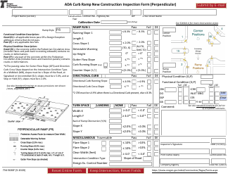 Form 734-5020F Ada Curb Ramp New Construction Inspection Form (Perpendicular) - Oregon