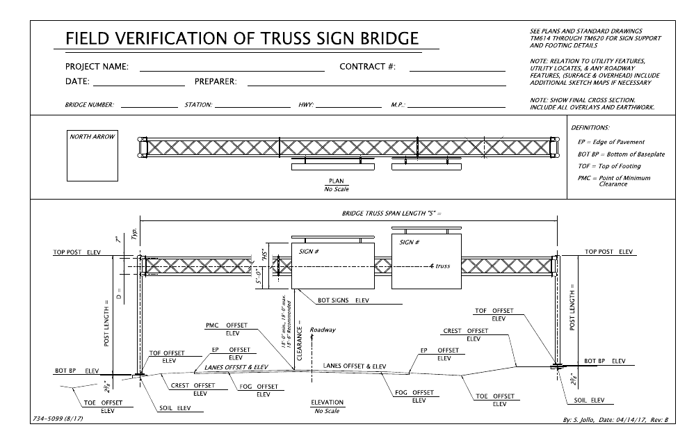 Form 734-5099 Field Verification of Truss Sign Bridge - Oregon