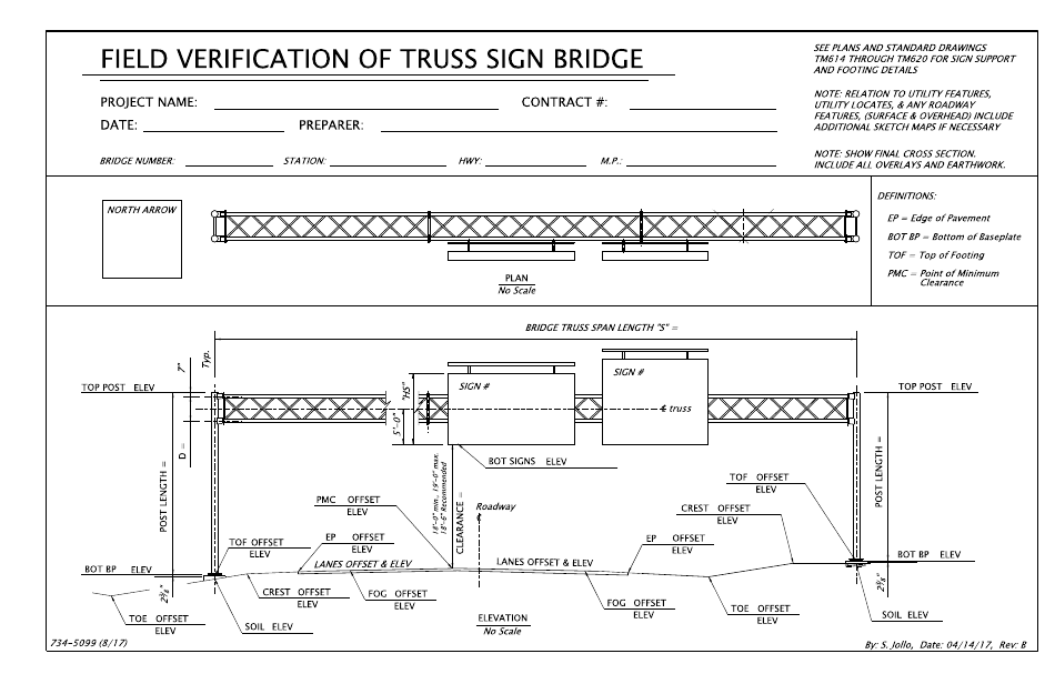 Form 734-5099 Field Verification of Truss Sign Bridge - Oregon, Page 1