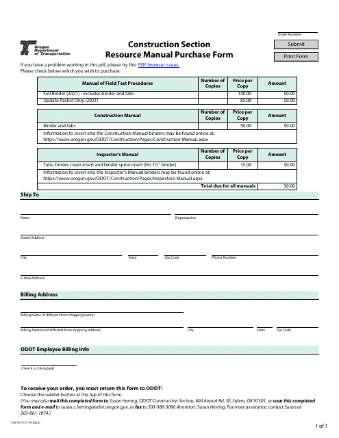 Form 734-5110  Printable Pdf