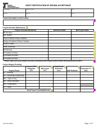 Form 734-5129 Odot Certification of Design Acceptance - Oregon