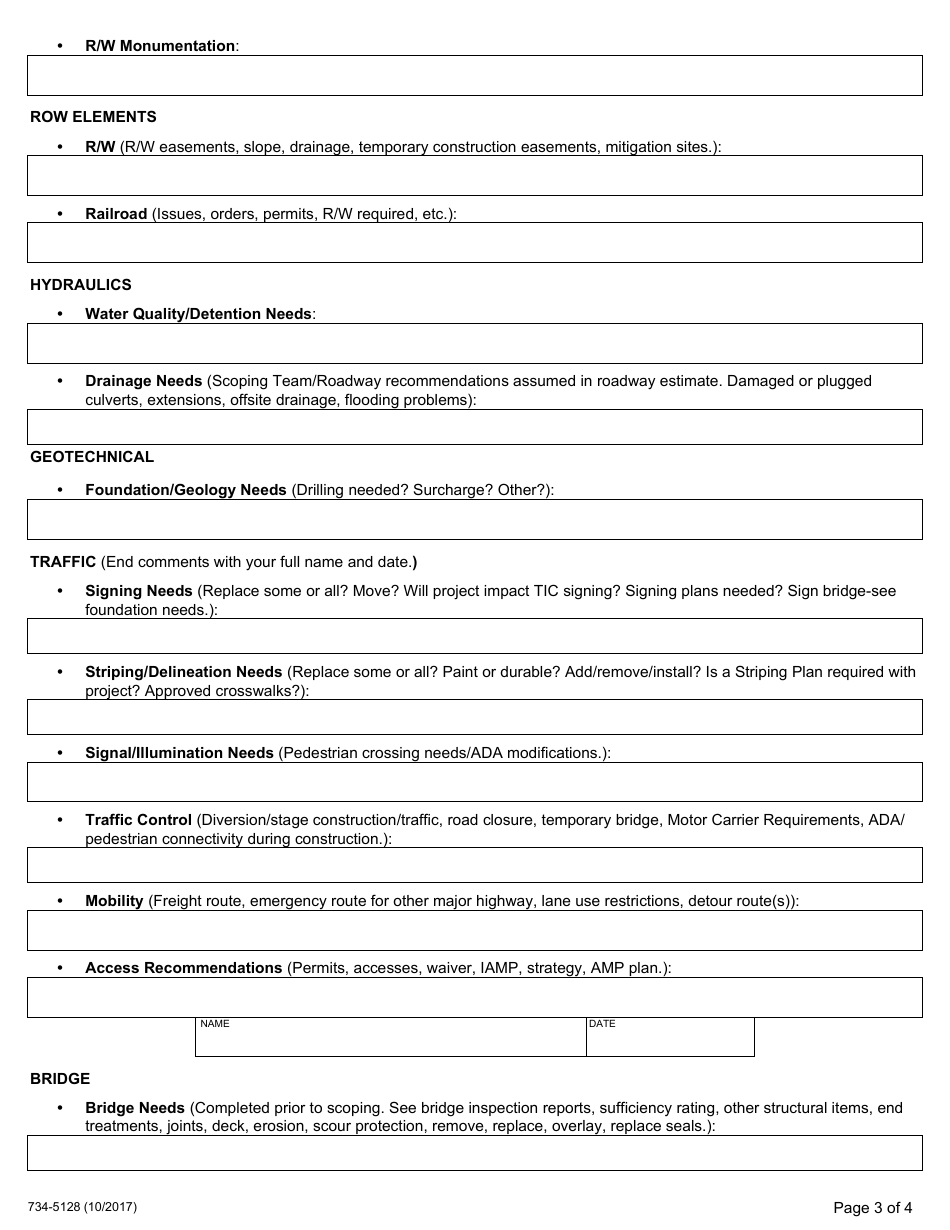 Form 734-5128 Odot Project Scoping Notes - Oregon, Page 3