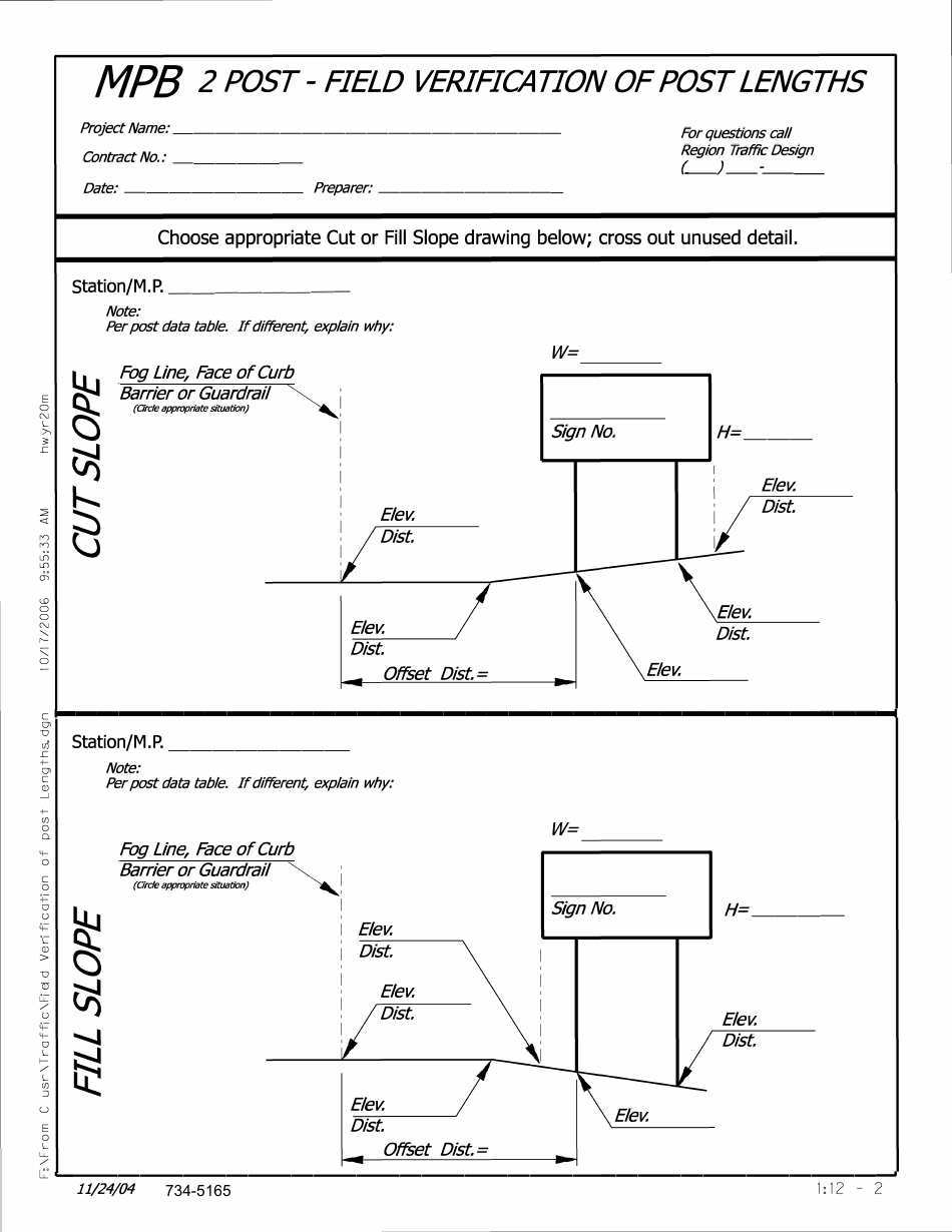 Form 734-5165 Mpb 2 Post - Field Verification of Post Lengths - Oregon, Page 1
