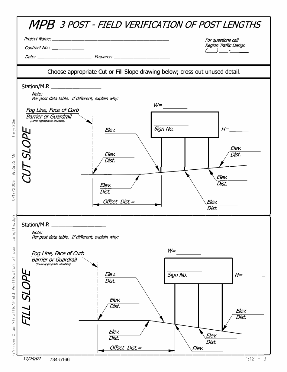 Form 743-5166 Mpb 3 Post - Field Verification of Post Lengths - Oregon, Page 1