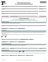 Document preview: Form STD96002 Odot Safety Questionnaire for Contracted Construction Projects - Oregon