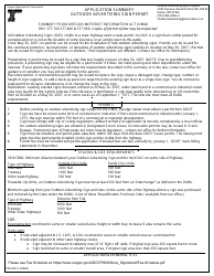 Document preview: Form 734-5241 Application Summary - Outdoor Advertising Sign Permit - Oregon