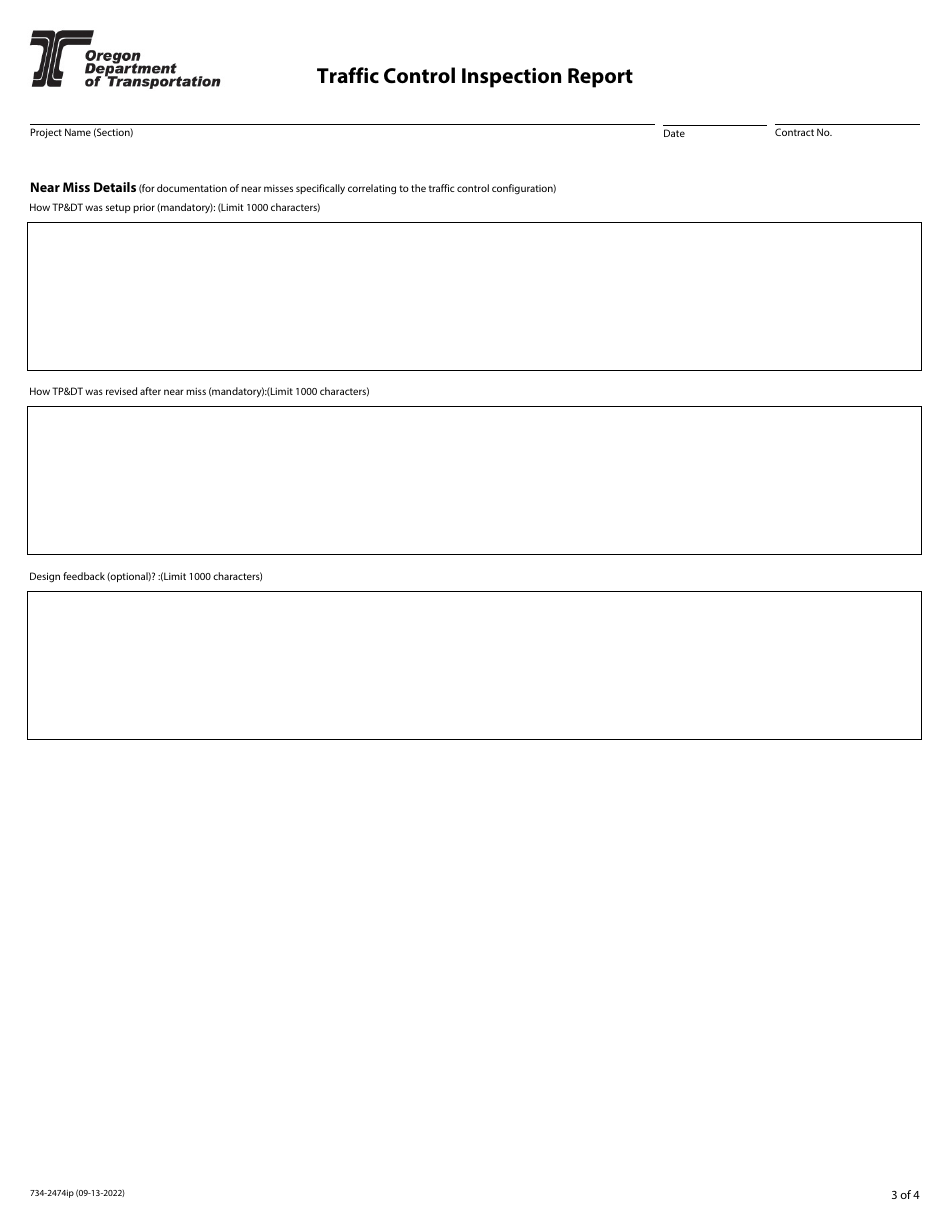 Form 734-2474IP Traffic Control Inspection Report (Ipad Compatible) - Oregon, Page 3