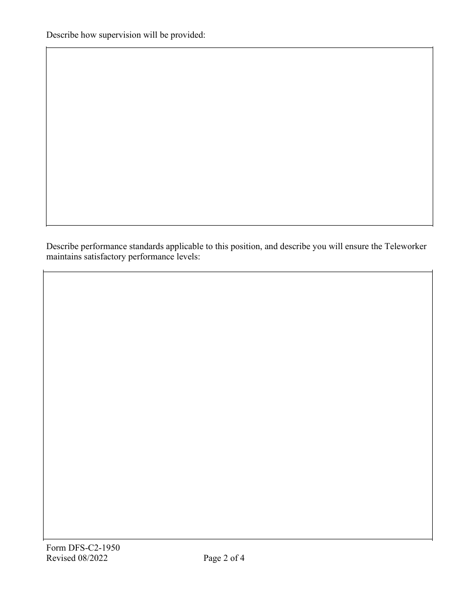 Form DFS-C-2-1950 Pilot Hybrid Telework Agreement - Florida, Page 2