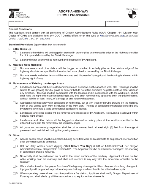 Form 734-2501P  Printable Pdf