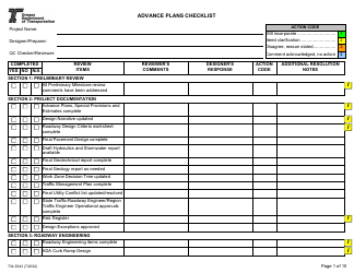Document preview: Form 734-5343 Advance Plans Checklist - Oregon