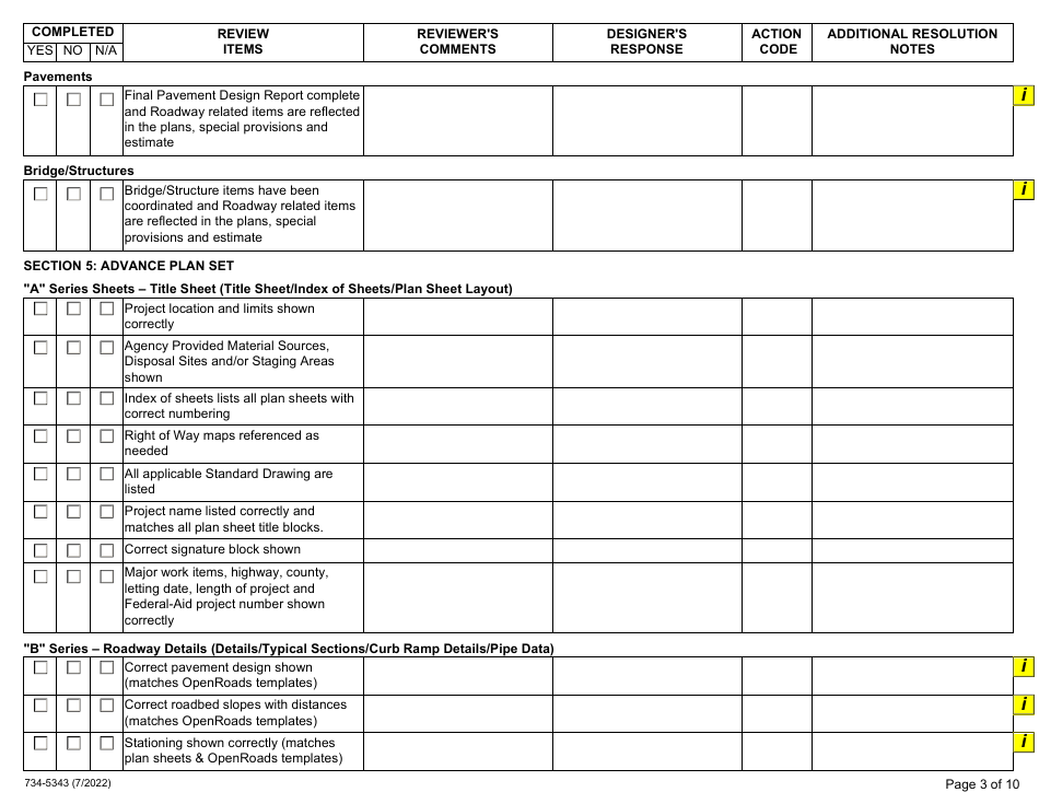 Form 734-5343 Advance Plans Checklist - Oregon, Page 3