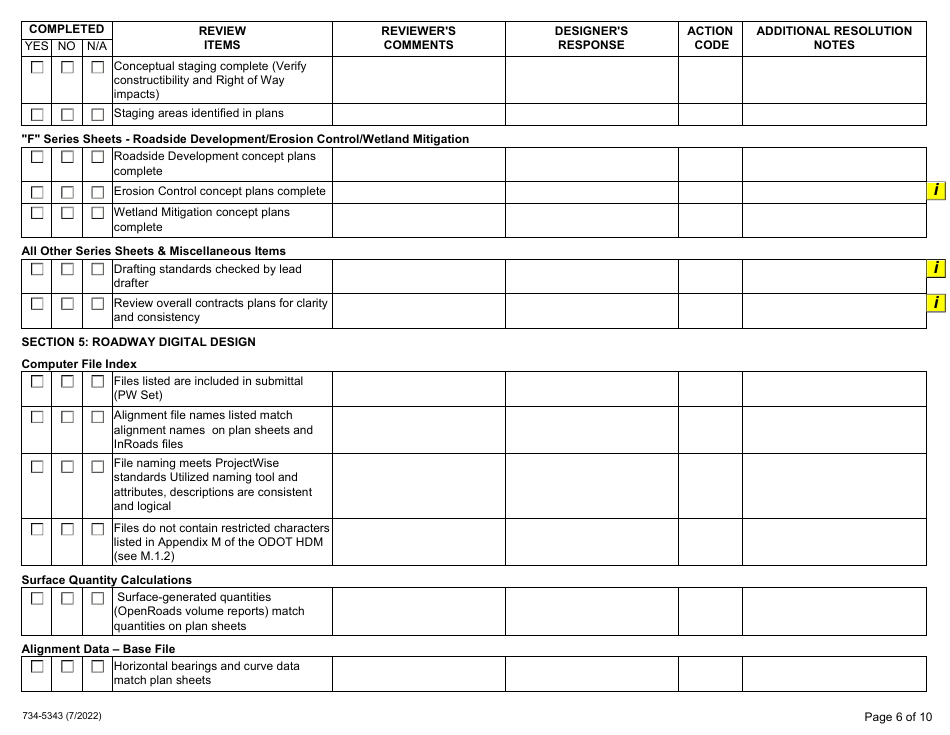 Form 734-5343 Advance Plans Checklist - Oregon, Page 6