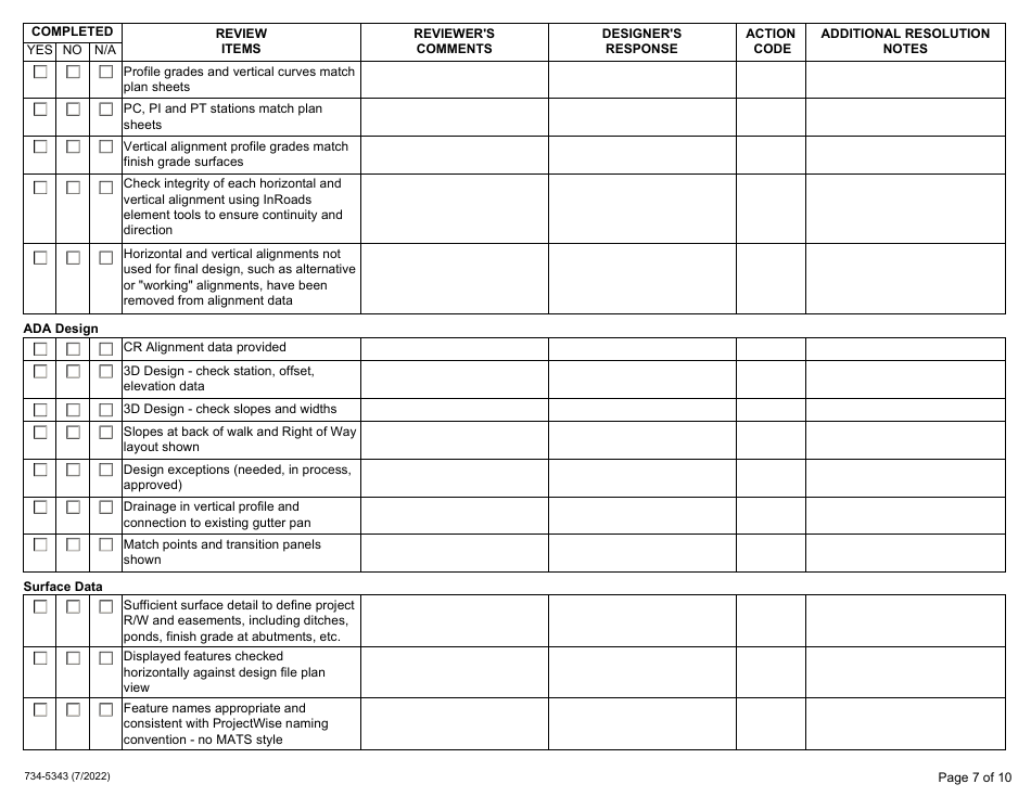 Form 734-5343 Advance Plans Checklist - Oregon, Page 7