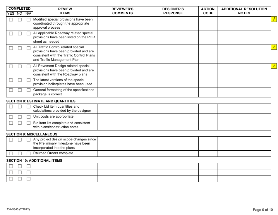 Form 734-5343 Advance Plans Checklist - Oregon, Page 9